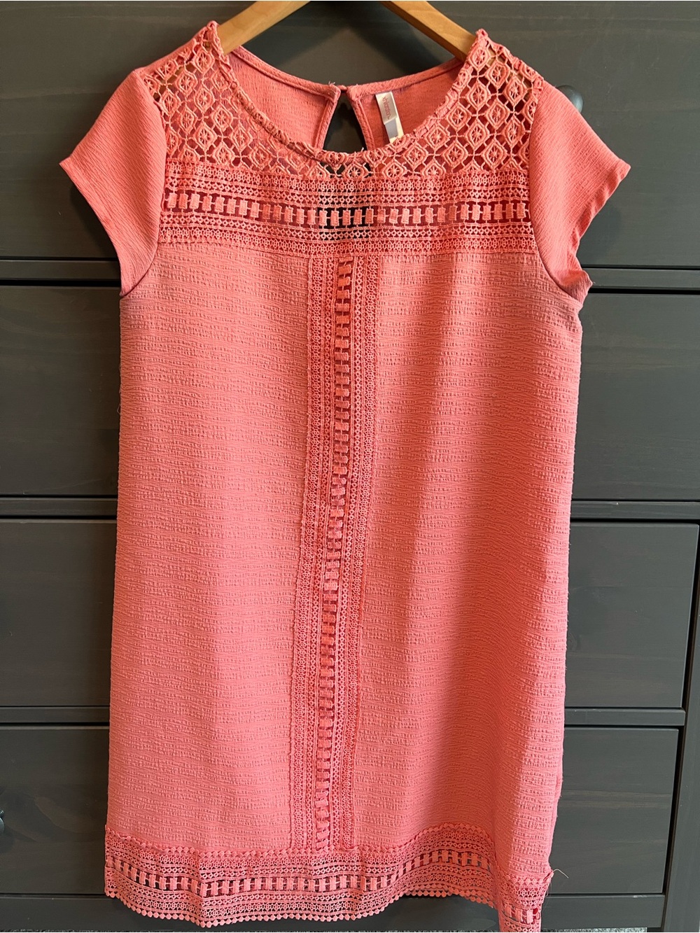 Xhilaration Coral Lace-Accent Tunic